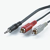 VALUE 11.99.4345 :: 3.5mm stereo M to 2x RCA M, 5.0m, tin-plated, black