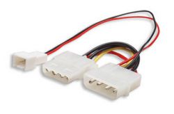 MANHATTAN 330411 :: Fan Adapter Cable, 4-Pin Male/Female Pass-Through + 3-Pin Male Fan Connection, 20 cm (8 in.)