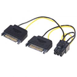 LINDY LNY-33859 :: 6 pin to 2x 15 pin SATA PCIe Power Adapter