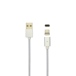 SBOX MAGNETIC-TYPEC :: Cable magnetic USB-A 2.0 to Type USB-C, Silver,up to 480 Mbps, 1m