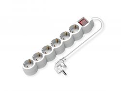 VALUE 19.99.0956 :: Power Strip, 6-way, with illuminated Switch, white, 3 m