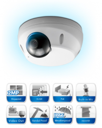 Compro NC2200 :: 2 Mpix IP охранителна камера, куполна, H.264, IP66, SD card слот