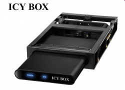 ICYBOX IB-266StUSD-B :: External combo case for 2.5" SATA HDDs, display,  docking station, USB 2.0 & eSATA interface