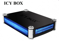 ICYBOX IB-550StUS2-B-BL :: Aluminium combo-case in black 5.25 / 3.5" SATA CD/DVD/HDD,  USB 2.0 & eSATA interface