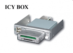 ICYBOX IB-801 :: Четец за карти с докинг станция за 3.5" гнездо, сребрист цвят