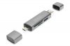 DIGITUS DA-70886 :: Комбиниран четец за карти, USB-C + USB 3.0, Micro/SD, сив 