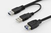 DIGITUS DB-300140-003-S :: Cable USB3.0/3.1 Y-adapter cable, type 2xA-M&F to 1xA/F, 0.3m, black