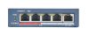 HIKVISION DS-3E0105P-E(B) :: , 5 port 10/100 Switch L2, 4 PoE ports + 1 uplink, Unmanaged 802.3af/at, 60W, 300m, 6KV surge prot